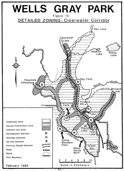 This is the Clearwater Corridor, as shown in a map from the 1986 document. 

Note how the Flourmill Volcano area is off in the west, on the other side of a river, disconnected from other areas.